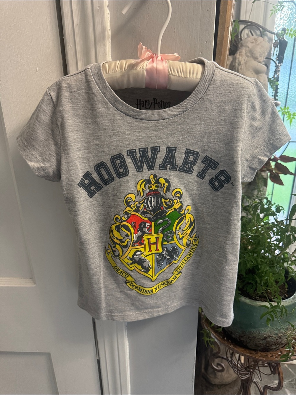 Warner Bros. Kids' Grey Hogwarts Crest Short Sleeve Tee